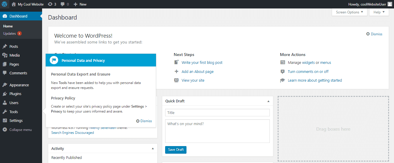 free web hosting for wordpress dashboard