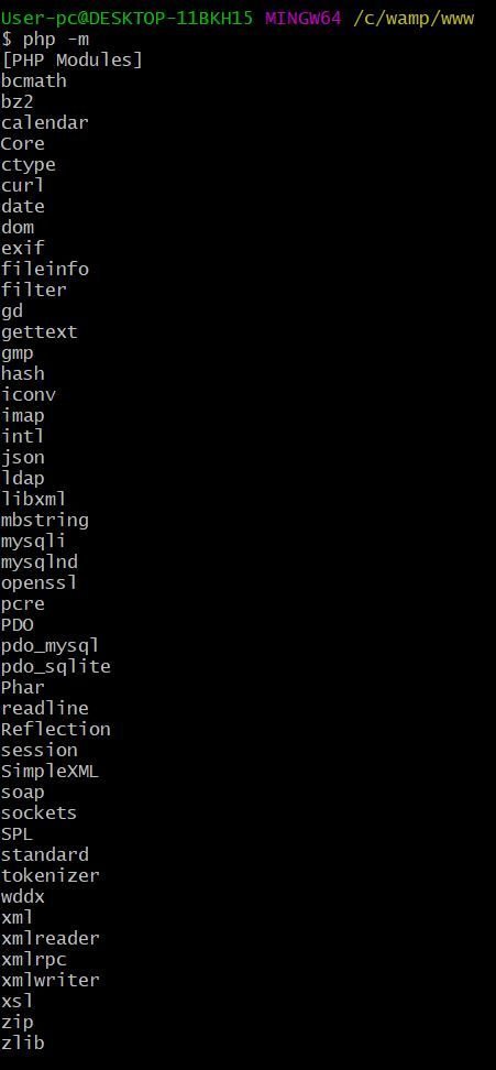 php -m check php modules