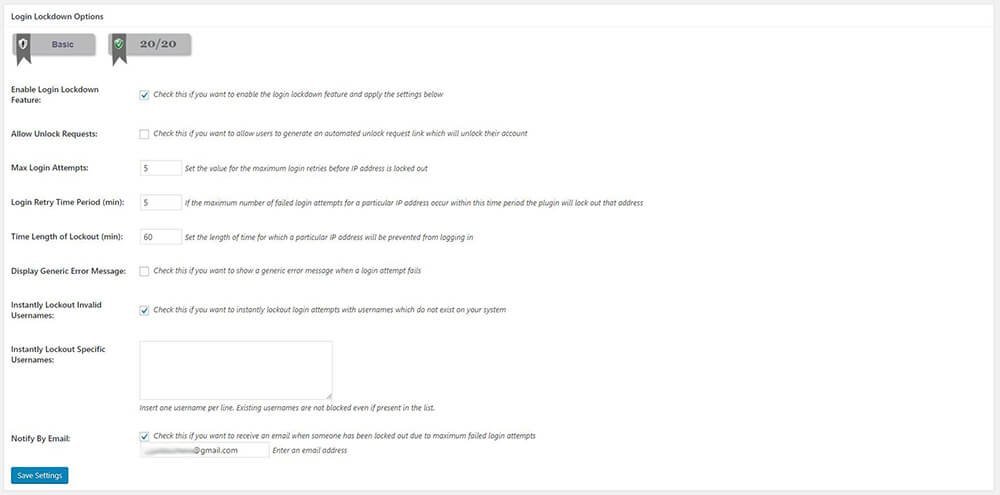 All In One WP Security & Firewall - User Login - Login Lockdown - Login Lockdown Configuration - Login Lockdown Options