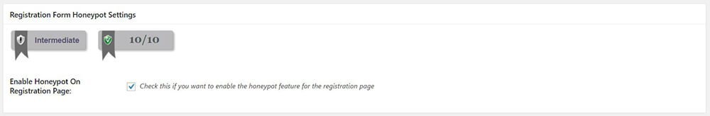 All In One WP Security & Firewall - User Registration - Registration Honeypot - Registration Form Honeypot Settings