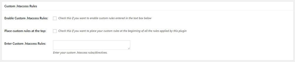 All In One WP Security & Firewall - Firewall - Custom Rules - Custom .htaccess Rules Settings - Custom .htaccess Rules - Enable Custom .htaccess Rules