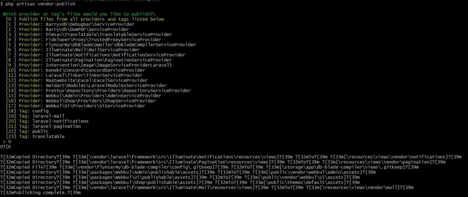 Publish assets from third-party vendor packages using php artisan vendor-publish command