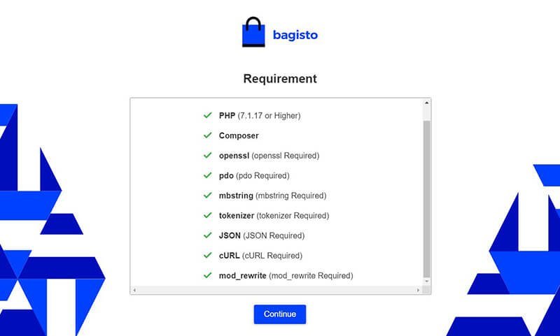 Setup Bagisto Using GUI Installer - requirements passed