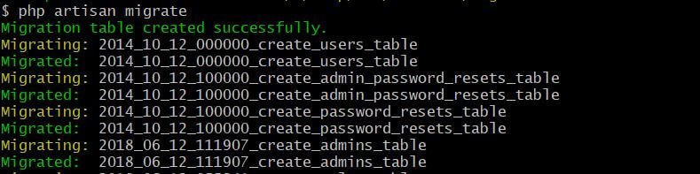 setup bagisto laravel ecommerce - run all migrations using php artisan migrate command