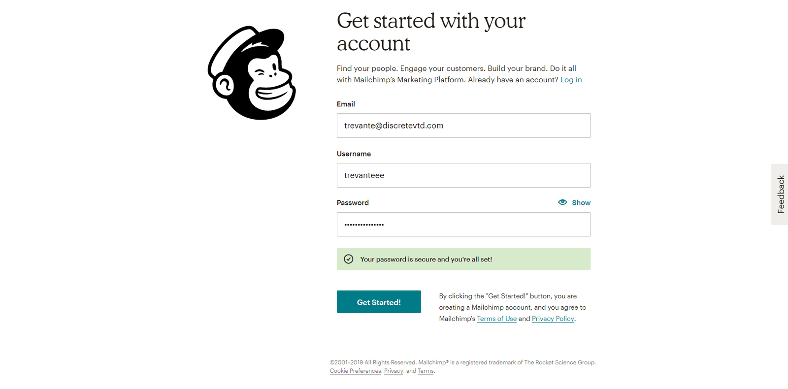 create mailchimp account