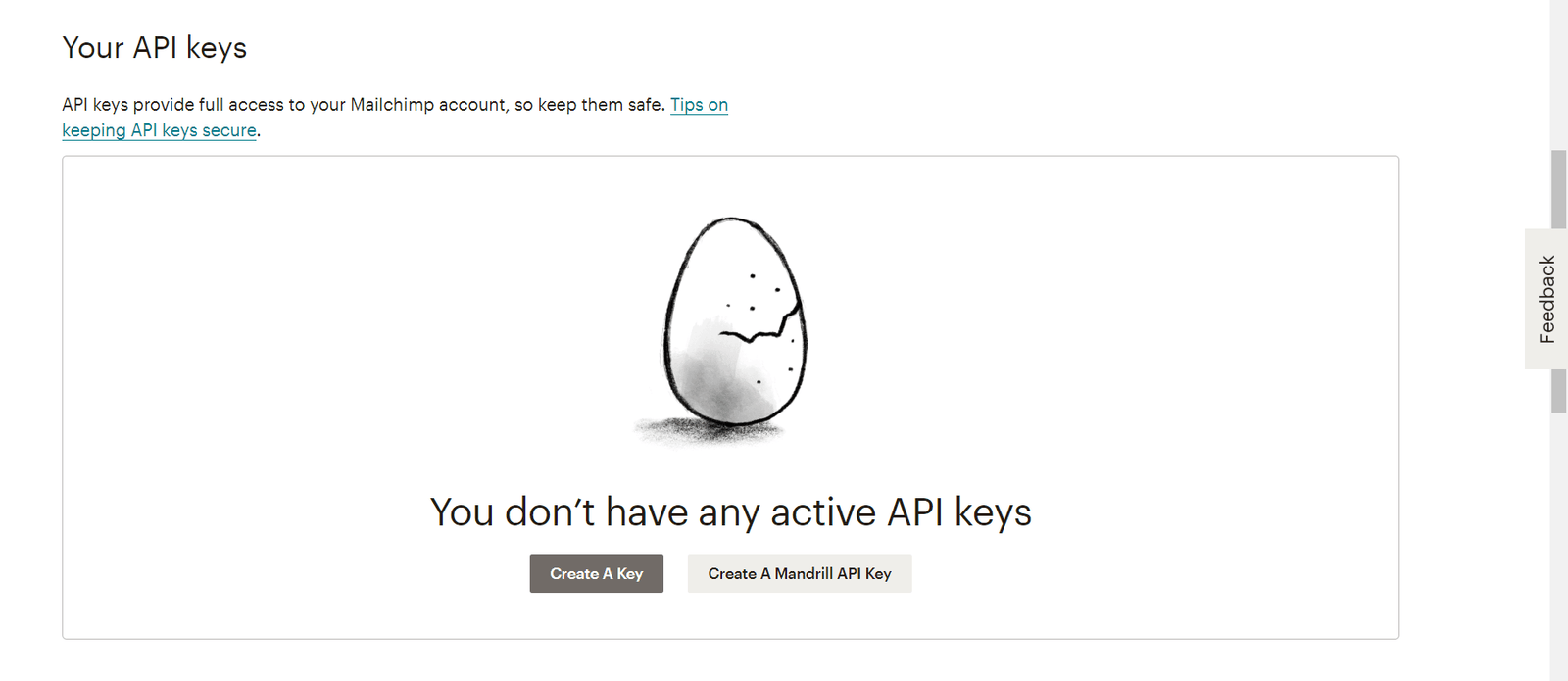 mailchimp - API keys - mailchimp API key - create a key