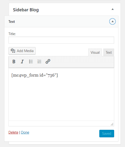 Add mailchimp form in a widget