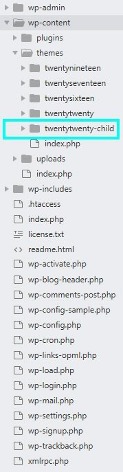 WordPress - create child theme - create folder yourtheme-child