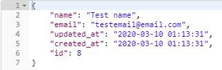 Laravel Vue JS CRUD SPA - try create user API using Postman - success