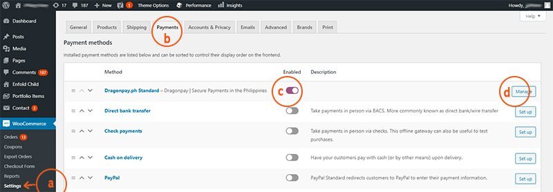 Manage DragonPay.ph Standard For WooCommerce 1