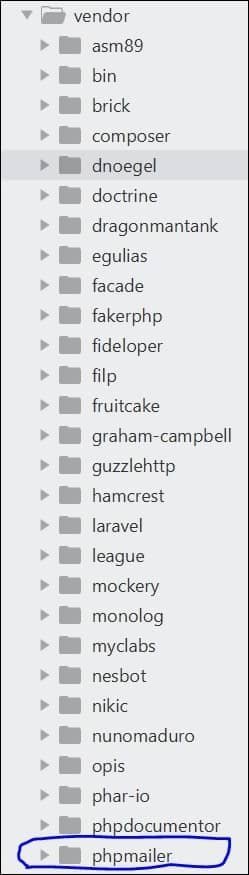 Verify if PHPMailer exist inside vendor folder