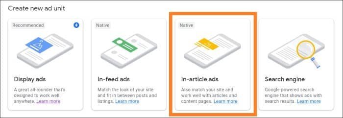 Add Google AdSense to WordPress - AdSense create In-article unit