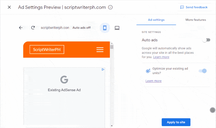 Set up AdSense Auto ads to automatically add Google AdSense to WordPress