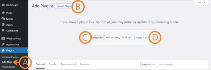 Install WebinarPress Pro plugin by WebinarPress
