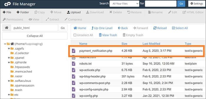 Place payment_notification.php inside your WordPress project's root directory folder