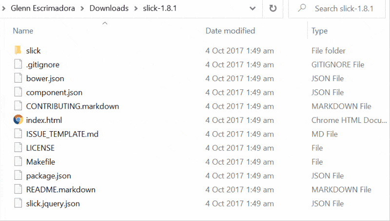 Extract slick slider zip file