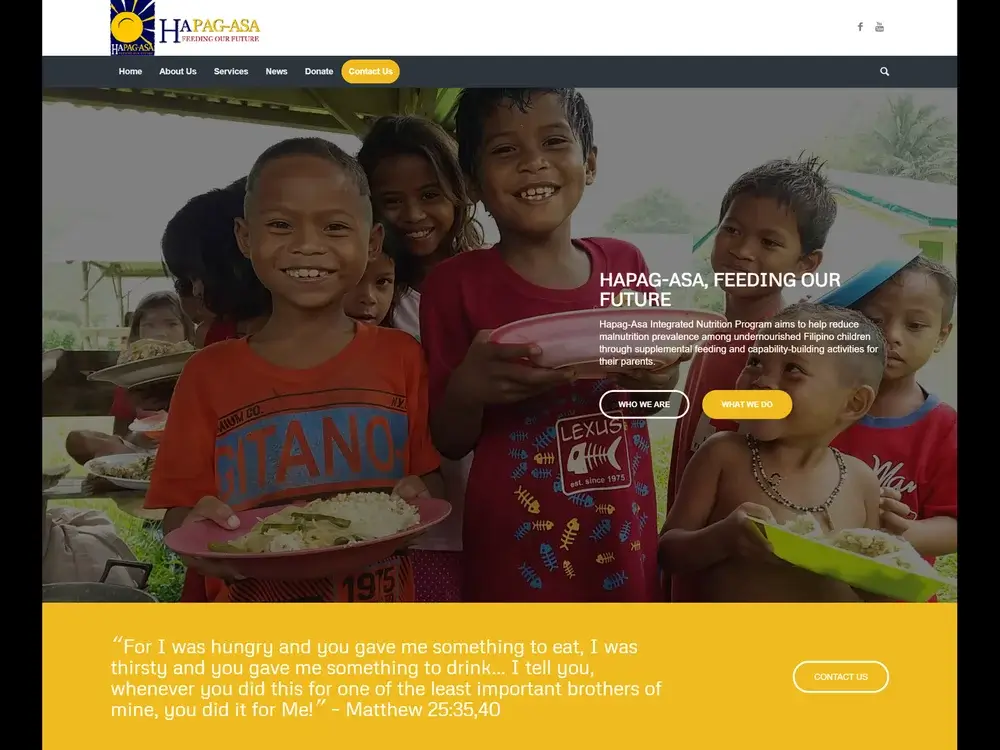 Hapag-asa Donation Website Home Page