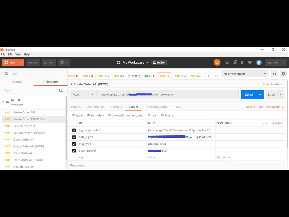 JT Express API Testing using PostMan