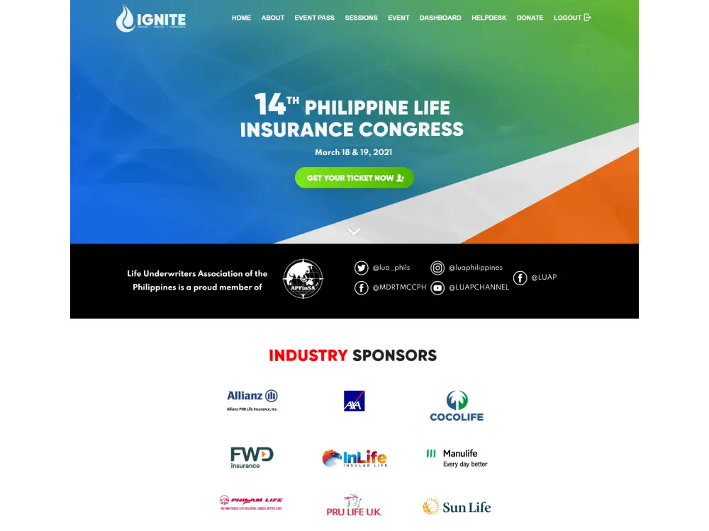 LifeConPH Event Website Home Page