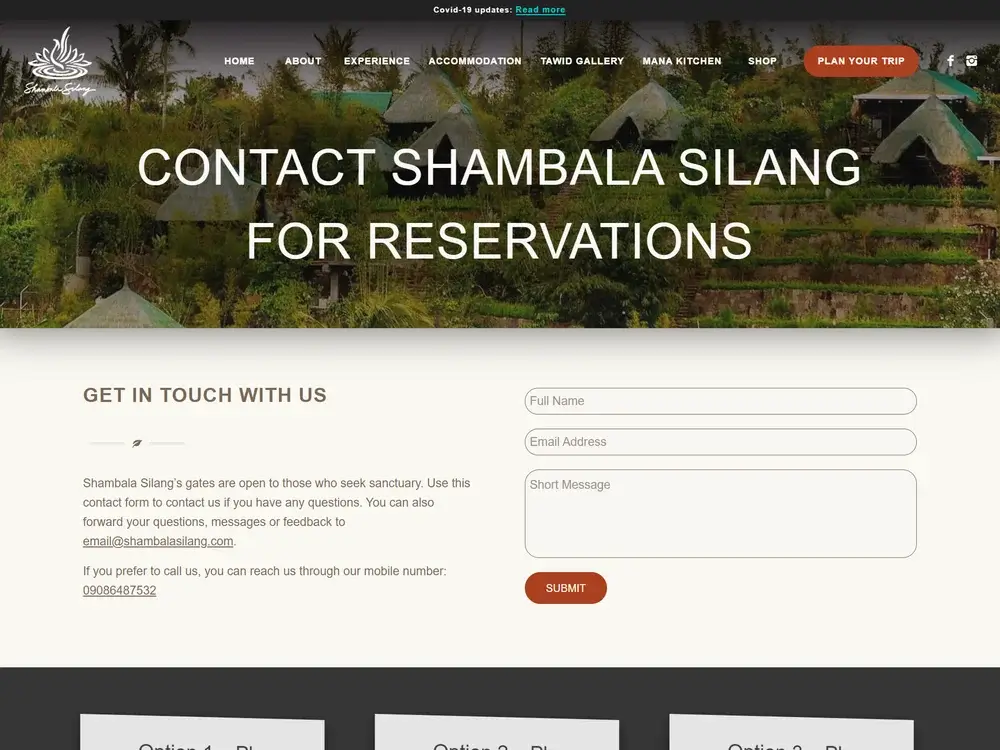 Shambala Silang Contact Page